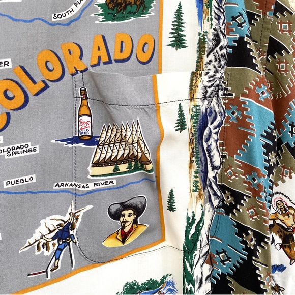 REYN SPOONER vintage Hawaiian shirt COLORADO pride STATE MAP tropical men’s XL - Picture 3 of 10